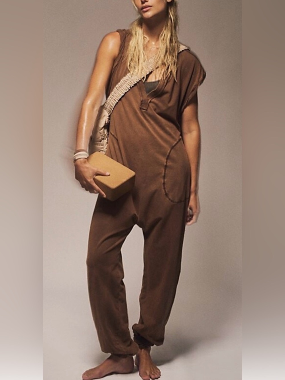 FP Movement by Free People cocoa short sleeve Jumpsuit